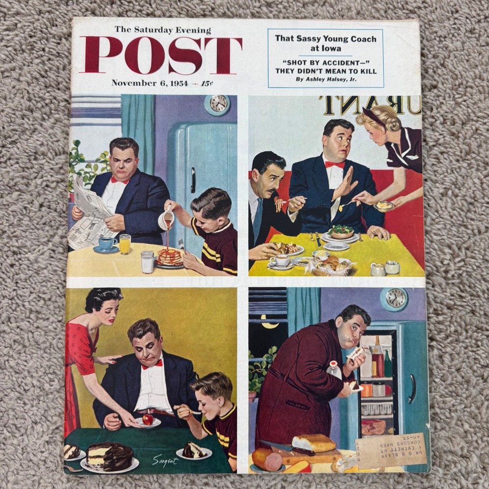 Saturday Evening Post Magazine November 6, 1954 Vintage Cover Art‎ Collectible